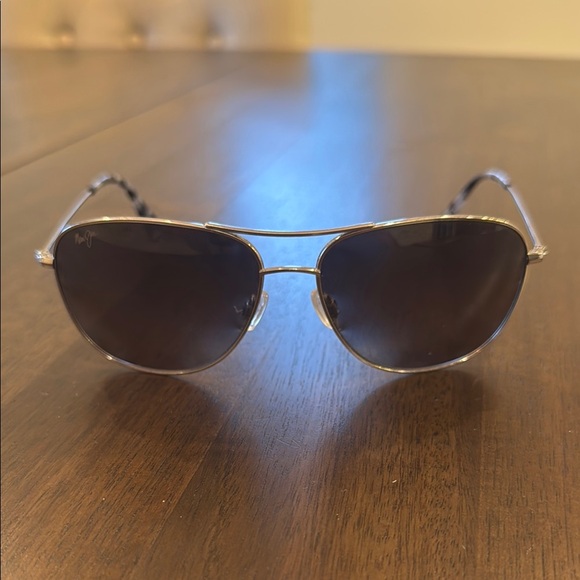 Maui Jim Black and Silver Aviator Sunglasses - Picture 1 of 3